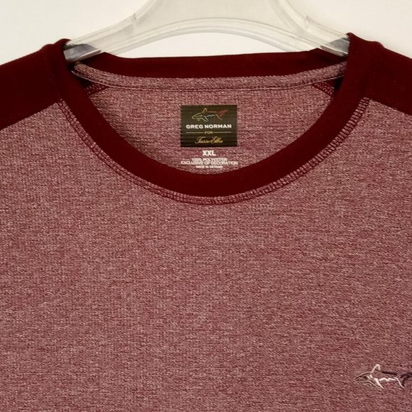 Greg Norman Waffle Knit Pullover Shirt Thermal Tasso Elba Wine/Burgundy XXL EXC - Picture 7 of 10